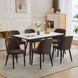 Garvee Esszimmerstühle 6er-Set, moderne Polsterstühle mit gebogener Rückenlehne & Holzbeinen, Braun, gepolstert - Braun