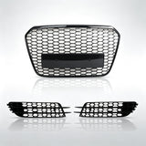 Garvee Kühlergrill Set für Audi A6 C7 2012–2015, Frontgrill Komplettset aus ABS in glänzend schwarzer Wabenoptik, Ersatzgrill für sportliche Fahrzeugfront