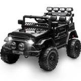 Garvee Schwarz Kinder Elektroauto Geländewagen 12V mit Fernbedienung, 2-Sitzer, 5 km/h, Musik & LED-Lichter, 3-5 Jahre - Schwarz