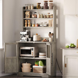 Garvee Bäckerregal, mit Stauraum, pflegeleicht, mikrowellengeeignet, MDF, Retro, Grau - Grau
