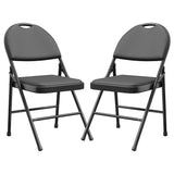 Garvee Klappstühle Set 2, PU Leder Gepolstert, Metallrahmen, Faltbar, Für Büro & Events, Schwarz - Schwarz
