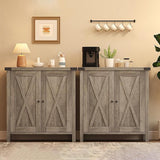 Garvee Sideboard, 2er-Set, für Wohnzimmer und Esszimmer, Grau - Grau