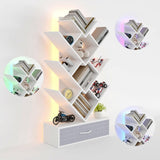 Garvee Bücherregal, LED, Kippschutz, Kippschutz, Integrierte LED-Beleuchtung, Weiß - Weiß