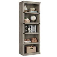 GARVEE Standregal, 5 Ebenen, 62 × 32 × 171 cm, MDF & Metall, Landhausstil, Grau – für Wohnzimmer & Büro
