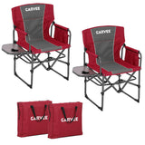 Garvee XXL-Campingstuhl mit Seitentisch, 2 Stück, klappbar, Getränkehalter, Rot - Rot
