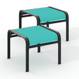 Garvee Garten-Fußhocker 58 × 56 × 43, Textilene-Auflage, 58 x 56 x 43,5 cm, Cyan - Cyan