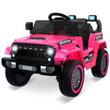 Garvee 12V Kinder Elektroauto Geländewagen, mit 2,4-GHz-Fernbedienung, Bluetooth-Musikfunktion, Hupe und LED-Scheinwerfern, für Kinder von 3 bis 8 Jahren - Rosa