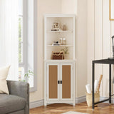 Garvee Landhaus Eckschrank 162, 6 cm mit 6 Regalen & 2 Scheunentüren, Verstellbares Regal, Weiß, für Wohnzimmer & Bad, Holz, Feuchtigkeitsbeständig