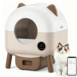 Garvee Selbstreinigende Katzentoilette mit App-Steuerung, Automatisches Katzenklo mit WLAN, Gewichtssensoren, Infrarot-Sicherheitssystem, Geruchskontrolle und LED-Beleuchtung - Khaki