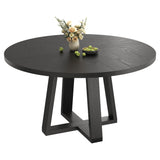 Garvee Esstisch Ø 120 cm, für 4–6 Personen, Landhausstil, Schwarz