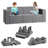 Garvee Modulares Kinder-Sofa 22-teilig in Grau, 2-Sitzer aus Memory-Schaum mit waschbaren Samtbezügen
