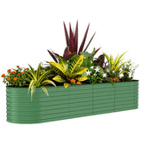 Garvee 1er Set Hochbeet Metall 244 x 60 x 60 cm, Verzinkt, Rostbeständig, Extra Tief, Grün - Grün