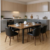 Garvee Esszimmerstühle 6er-Set, moderne Polsterstühle mit Stoff, ergonomischer Rückenlehne & Holzbeinen, Schwarz, gepolstert