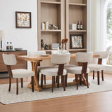 Garvee Esszimmerstühle 6er-Set, moderne Polsterstühle mit Kunstleder, Holzbeinen, Beige, mit Rückenlehne, gepolstert - Beige