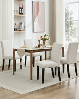 Garvee Esszimmerstühle 4er-Set, gepolstert mit Stoffbezug, Rückenlehne, Holzbeine, Beige - Beige