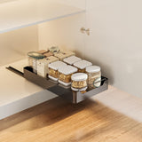 Garvee Ausziehbarer Schrank-Organizer 20 × 43 cm aus Kohlenstoffstahl, Schubladen-Organizer mit Stauraum für Küche und Bad, Schwarz - Schwarz