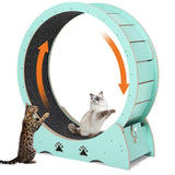 Garvee Katzenlaufrad aus Holz 87 cm, Leises Katzen Laufband mit TPE-Rollen, Sicherheitsverriegelung, rutschfester abnehmbarer Laufmatte, stabilem Standfuß - Mintgrün