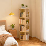GARVEE Drehbares Bücherregal 360°, 4 Ebenen, Ø 39 × 129 cm, MDF, Naturholz – für Wohnzimmer & Schlafzimmer - Naturholz
