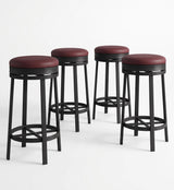 Garvee Höhenverstellbarer Barhocker 2er Set Rund Ohne Rückenlehne Braun Für Küche Wohnzimmer Café