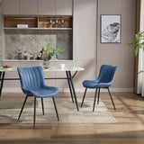 Garvee Esszimmerstühle 2er-Set, gepolsterte Lederstühle mit vertikalem Streifenmuster für Küche und Esszimmer, Blau - Blau