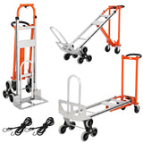 Garvee 3-in-1 Treppensackkarre 360 kg Tragkraft, klappbare Schwerlast-Sackkarre mit Treppensteiger & Spanngurten für Lager und Umzug, Orange - Orange