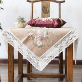 Garvee Stickset für Tischdecke 90 × 90 cm, quadratisches Handarbeitsset zum Selbermachen ohne Stickrahmen, Braun - Braun