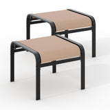 Garvee Garten-Fußhocker 58 × 56 × 43, 1 Hocker, Textilene-Auflage, Khaki - Khaki