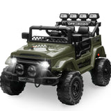 Garvee Armeegrün Kinder Elektroauto Geländewagen 12V mit Fernbedienung, 2-Sitzer, 5 km/h, Musik & LED-Lichter, 3-5 Jahre - Armeegrün