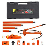 Garvee 10 t Hydraulik-Richtsatz aus Stahl mit Handpumpe, 1,4 m Hydraulikschlauch, Verlängerungsstangen, Aufsätzen und Aufbewahrungsbox, Orange - Orange
