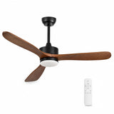 Garvee Deckenventilator mit LED-Beleuchtung, leiser DC-Motor, 6 Geschwindigkeitsstufen, 24 W dimmbare Deckenlampe mit 3 Lichtfarben, Fernbedienung, 3 Flügel in Holzoptik