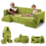 Garvee Kindersofa 8-teilig, modulares Spielsofa aus Schaumstoff, mit waschbarem Mikrosamtbezug, vielseitig kombinierbar - Grün