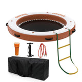 GARVEE Aufblasbare Badeinsel 2,4 m, Runde Schwimminsel mit 1,8 m Hängematte, Strapazierfähiges PVC, Für Pool, Strand & Meer, Orange - Orange