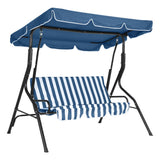 Garvee 3-Sitzer Garten-Schaukel mit verstellbarem Sonnendach, Robuster Metallrahmen Terrassenschaukel, Outdoor Schaukelstuhl Blau für Hinterhof Rasen Veranda - Blau