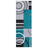 Garvee Moderner Teppich Läufer 60x230 cm Waschbar Rutschfest Für Flur & Küche Blau-Grau-Schwarz