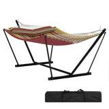 Garvee 2-Personen Hängematte Mit Stahlgestell, 204 kg Tragkraft, Tragbar, Für Camping & Innen, Rotbraun-Gelb - Rotbraun-Gelb