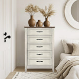 Garvee Kommode mit 5 Schubladen, wasserabweisend, für Schlafzimmer und Wohnzimmer, braun - Weiß
