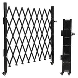 Garvee Scherengitter aus Stahl 127 × 109 cm, ausziehbares Absperrgitter mit Rollen, pulverbeschichtetes Sicherheitsgitter mit Vorhängeschloss für Garage, Hof und Einfahrt - Schwarz