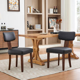 Garvee Esszimmerstühle 2er-Set, gepolstert mit PU-Kunstleder, ergonomische Rückenlehne, Holzbeine, Schwarz - Schwarz