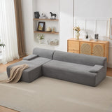 Garvee Modulares Ecksofa aus Cord, ca. 274 cm, L-Form mit Chaiselongue, tiefe Sitzfläche, für Wohnzimmer, Grau - Grau