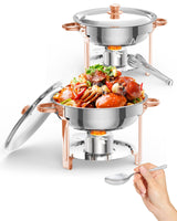 Garvee Chafing Dish 2er-Set 5 L aus Edelstahl, Roségold, Buffet-Speisenwärmer für Catering, Hochzeiten, Partys und Events - Roségold | 5 L
