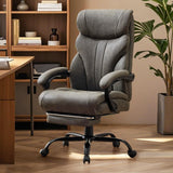 Garvee Ergonomischer Chefsessel mit Fußstütze, Bürostuhl mit 90–155° Liegefunktion, breiter Sitzfläche und 227 kg Tragkraft, Grau - Grau