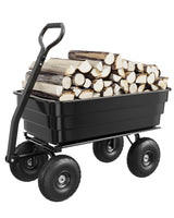 Garvee Garten-Kippwagen mit Anhängemöglichkeit, Bis ca. 544 kg Tragkraft, Schwarz - Schwarz