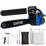 GARVEE Benzin-Kettensäge 58cc, 2,4 kW, 46 cm Schwert, 2-Takt Motorsäge für Holzarbeiten, Baumfällen & Gartenpflege, Blau - Blau