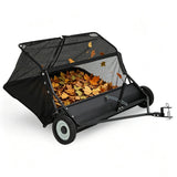 Garvee 42" Lawn Sweeper Tow Behind Mit 21 Cu.ft Fassungsvermögen, Verstellbare Bürstenhöhe, Stahlrahmen, Universalhaken Für Rasen Und Hof, Schwarz