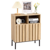 Garvee Set aus 2 Sideboards mit 2 Türen, verstellbaren Regalen, robustem Holz, Eisenbeinen für Küche, Wohnzimmer, Esszimmer, modern, kompakt, mit Stauraum