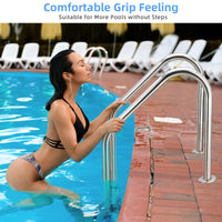 Garvee 2-Stufen-Poolleiter aus 304-Edelstahl, Schwimmbadleiter für eingelassene Pools, rutschfeste Stufen, stabiler Handlauf, robuste Edelstahlleiter für Schwimmbecken