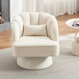 GARVEE Samt-Drehsessel 360° Drehbar, Bequemer Polstersessel mit Holzrahmen für Wohnzimmer, Schlafzimmer & Leseecke, Beige - Beige