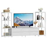 Garvee TV-Schrank, Fernbedienung, LED, 6 Schubladen, Kippschutz, 6 Schubladen, Weiß - Weiß