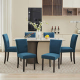Garvee Esszimmerstühle 6er-Set, moderne Polsterstühle mit hoher Rückenlehne, Ziernägeln & Holzbeinen, Marineblau, gepolstert - Marineblau