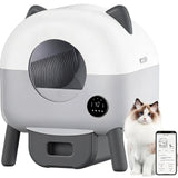 Garvee Selbstreinigende Katzentoilette mit App-Steuerung, Automatisches Katzenklo mit WLAN, Gewichtssensoren, Infrarot-Sicherheitssystem, Geruchskontrolle und LED-Beleuchtung - Weiß